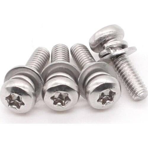 M5 Torx Screw Pan head Combination Screws With Spring Flat Washer Sems Bolts 8-30mm Length