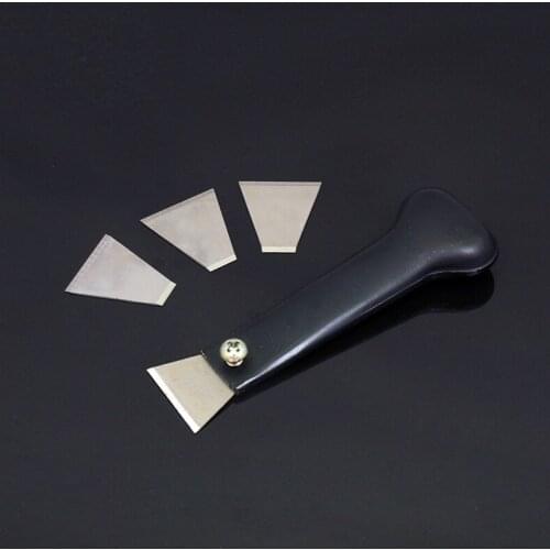 1Set Black 45#Stell+Plastic With 4Pcs Blades DIY Handmade Leather Cowhide Dedicated Tool Cut Out Knife Blade Replace Length90mm