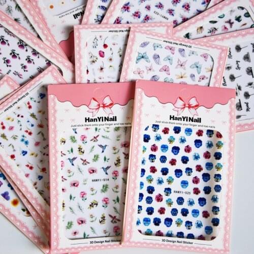 1pc 3D Flowers Nail Sticker Decals Tropical Leaf Bird Design Nail Art Decorations Stickers Sliders Manicure Nail Decals