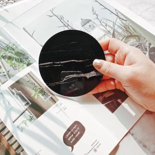 1Pcs New Style PVC Simulated Marble Coaster Round White Black Coffee Cup Mats Waterproof Desktop Non-Slip Pads Table Decoration