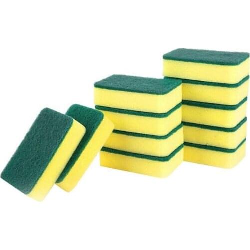 10pcs Double-sided Decontamination Cleaning Dishwashing Sponge Kitchen Nano Clean Rub Pot Rust Focal Stains Sponge Removing Kit