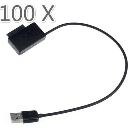 100pcs Factory price Hot Selling Laptop USB 2.0 to 7+6 13Pin Slimline SATA DVD CD Rom Optical Drive Cable Drop Shipping 100X