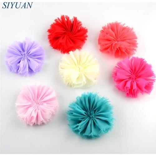 120pcs/lot 20 Color U Pick 3.15" Vintage Shabby Frayed Chiffon Ballerina Flowers Unfinished DIY Headband Boutique Supply TH217