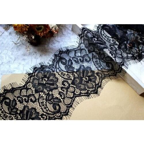 13.5cm Wide Black/White Eyelash Lace Trim DIY Sewing Applique Handmade DIY Wedding Dress Clothing Accessories