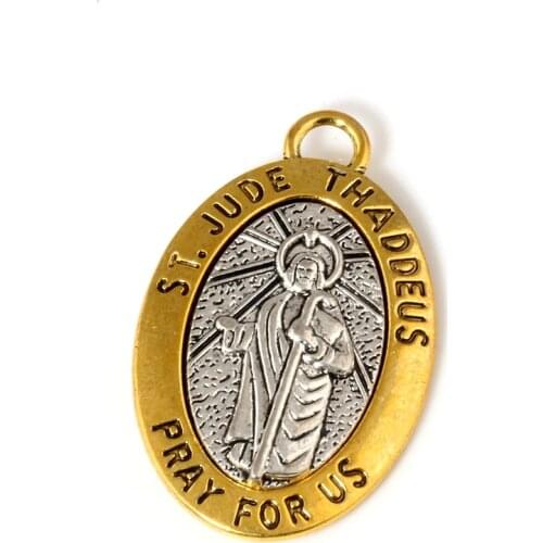 2Pcs/lot ST JUDE THADDEUS pray for us Alloy charm Pendants Fashion DIY Jewelry 29.5x47.5mm A-550