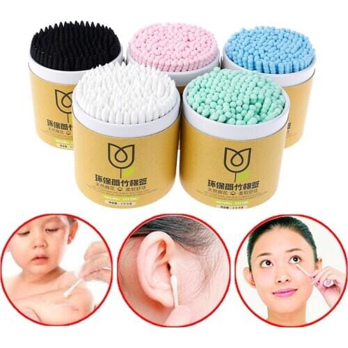 200 Pcs Wooden Bamboo Cotton Swabs Double-Sided Cottons Bud Ear Cleaner Medical Used