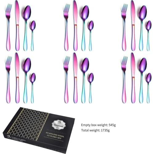 24Pcs Pink Gold Dinnerware Set 410 Stainless Steel Cutlery Set Knives Forks Spoons Dinner Set Kitchen Tableware Silverware Set