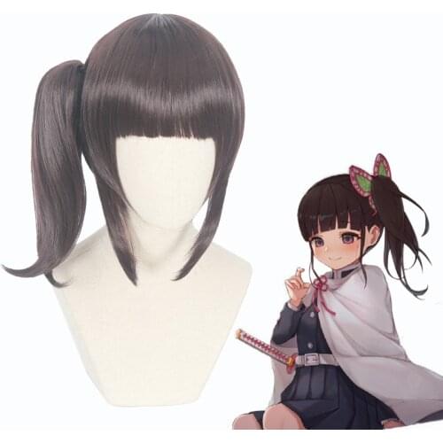 Tsuyuri Kanao Anime Cosplay Wig Demon Slayer: Kimetsu no Yaiba Halloween Costumes headwear butterfly hair accessory Wig