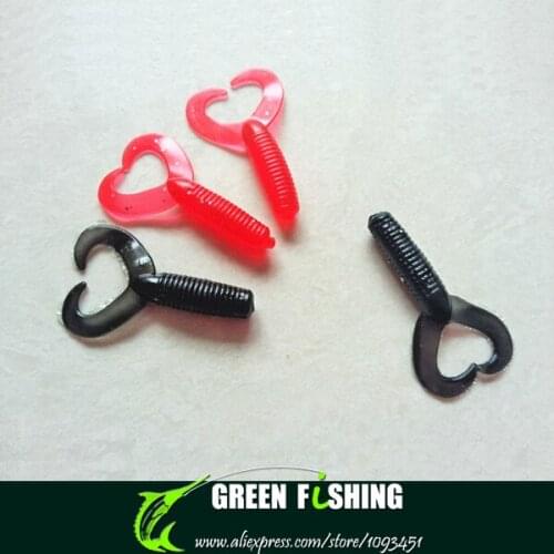 Free shipping 35mm 100pcs/lotsoft worms double tail grubs baits for fishing lure two tails lures grub twintail grub lures