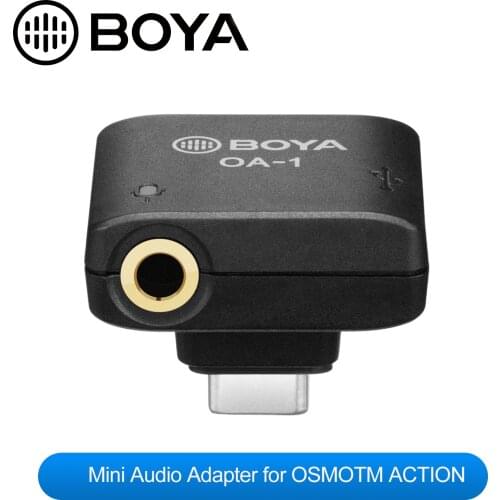 BOYA OA-1 Mini Audio Adapter Type-C port charging and data transmission for OSMO™ Action supports 3.5mm TRS Microphone