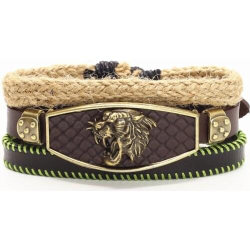 Allloy Skull Love Heart Wolf Head Charm Men Genuine Leather Bracelets For Women Wristbands Bangles Pulsera Homme Femme Jewelry