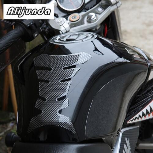 Alijunda Black Carbon Fiber Motorcycle Fuel Oil Gas Cap Tank Pad Protector Fish Sticker Sticker for Harley Bobber Yamaha