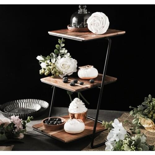 Wooden Multi-Layer Wedding Fruit Tray Platos Decorativos Mesa поднос для декора Wooden Tray Presentoire Gateau