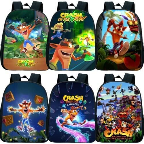 Kids Crash Bandicoot On the Run Kindergarten Backpack Boys Girls Cartoon Anime Knapsack Baby Children Toddler Rucksack Mochila