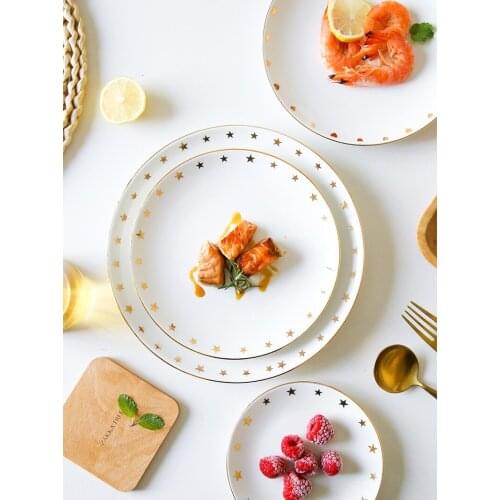 European Ceramic Plate Dinner Plate Nordic Household Phnom Penh Cutlery Steak Plate Western Food Plate Flat Plate Shallow Plate