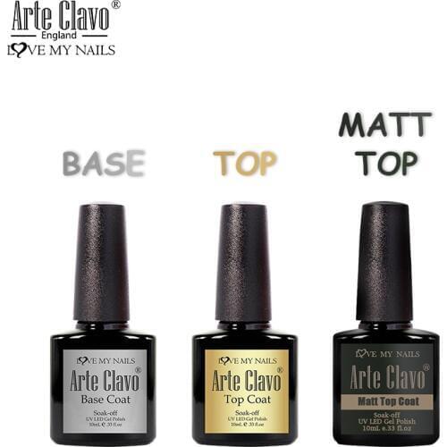 Arte Clavo 10ml Base Top Coat Matte Top Gel Nail Polish Primer Gel Varnish Nail Art Home Manicure Matt Top Transparent Soak Off