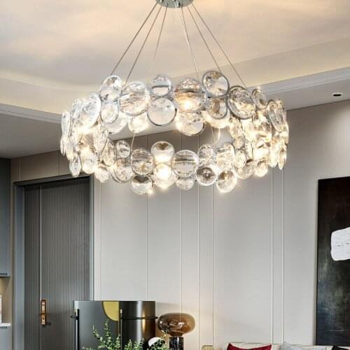 Chrome/gold Modern crystal chandelier for living room new luxury round hang lighting fixture dining bedroom led cristal lamp