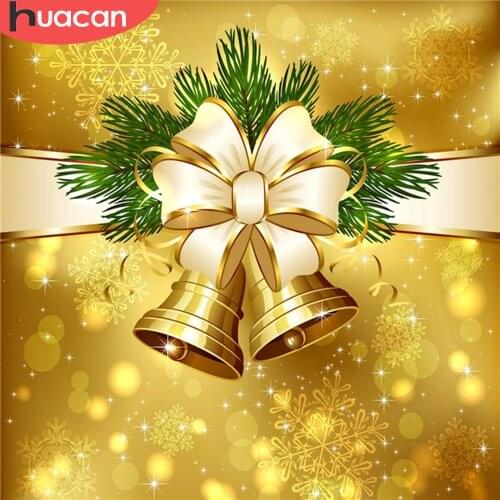 HUACAN 5D Diamond Painting Bell Christmas Home Decoration Beaded Rhinestone Picture Embroidery Full Square Gift Wall Sticker