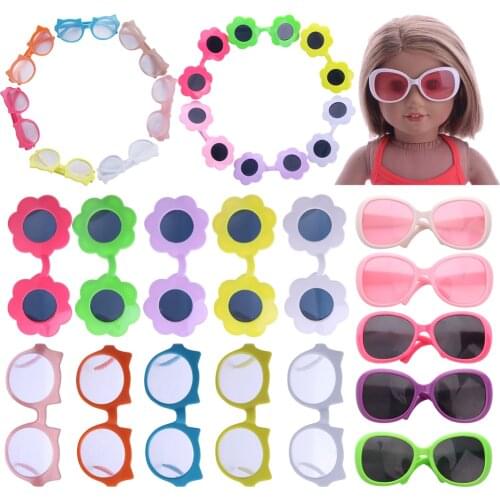 Doll Sunglasses Glasses Cartoon Plastic Accessories For 18Inch American 43cm Reborn Baby Doll Clothes Generation Birthday Gift