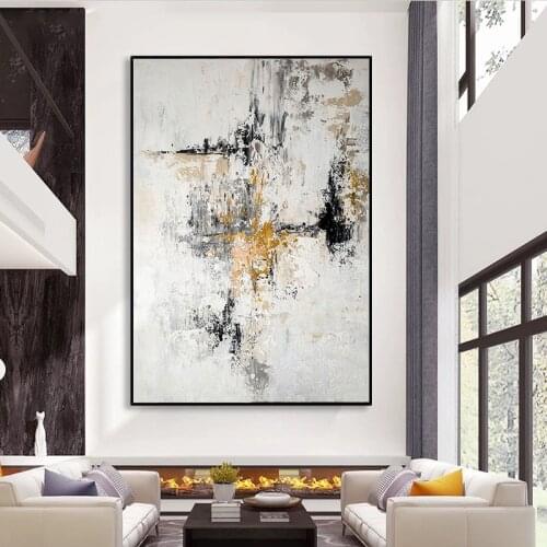 Hot sale art large size hand painted abstract golden beige oil painting on canvas wall picture art living room home decoration