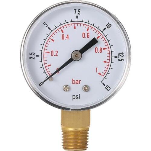 0~15PSI 0~1Bar Air Compressor Gauge 1/4" BSPT Hydraulic Compressed Air Pressure Gauge Tester Double Scale Measurer For Fuel Oil