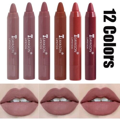 12 Colors Matte Lipsticks Waterproof Matte Lipstick Lip Sticks Cosmetic Easy To Wear Matte Batom Makeup Lipstick Sexy Gift