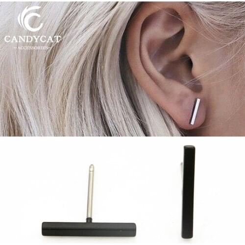 Trendy Stud Earrings For Women Simple Gold Sliver One-word Ear Nail Creative Geometric Ear Studs Fashion Jewelry Gifts Wholesale