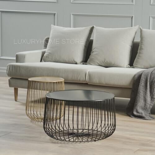 Fashion popular Design Pumpkin Black Gold Metal Round Wire Tea Table Living Room Sofa Side Coffee Table end table customize 1PC