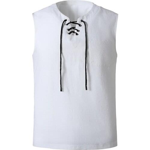Mens Fashion T Shirt Cotton Tee Hippie Shirts Men V Neck Sleeveless Yoga Top Streetwear Casual Solid Color Tee Shirt Homme XXL