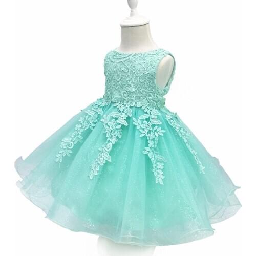 2020 new fashion childrens clothing Cotton Lace Baby Dress Birthday Light Purple Princess Pompon