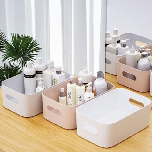 1PC Plastic Storage Box Desktop Sundries Cosmetic Basket Make Up Jewelry Storage Case Sundries Table Container For Bathroom