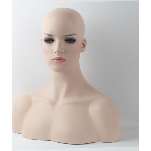 Realistic Female Fiberglass Mannequin Head Bust Sale For Wig Jewelry And Hat Display