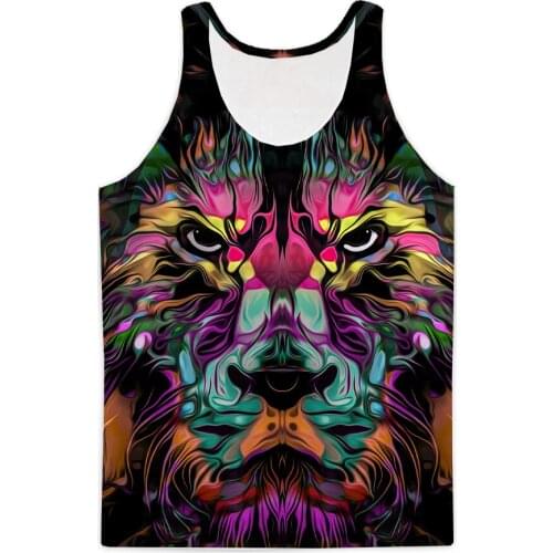 REAL American SIZE Abstract Lion Sublimation Print Tank Top