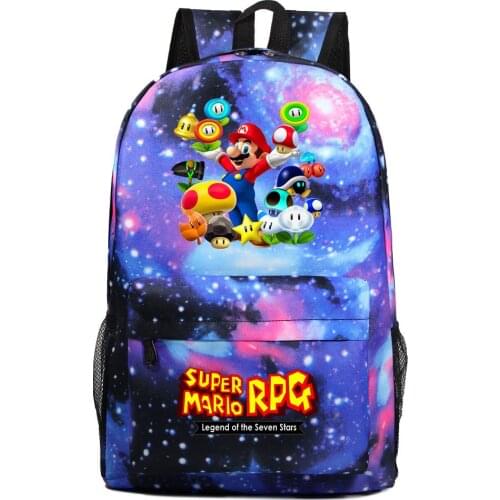 Super Mario Mens Backpack Starry Schoolbags for Teenagers Leisure Travel Backpack Mario Bros Anime Backpack for Boys Birthday