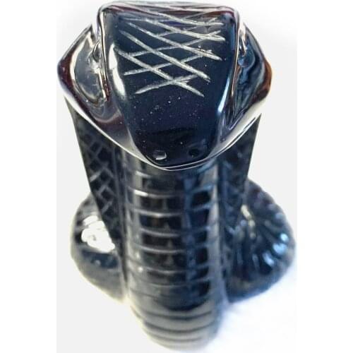Natural black obsidian cobra statue hand-carved quartz snake healing crystal stone home decoration craft ornaments