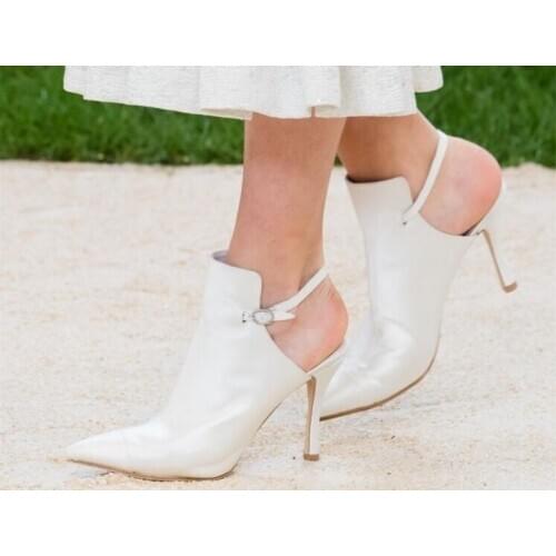 Silk Leather Blue Black White Gray Pink Buckle Strap Thin Heels Party Pumps Fashion High Heel Sandals Shoes Lady