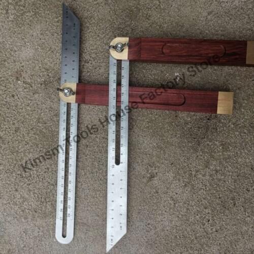 360 Degree Rotation 2 In 1 Angle Ruler For Woodworking Stainless Steel Blade Mahogany Handle Adjustable Ruler Measuring Tool