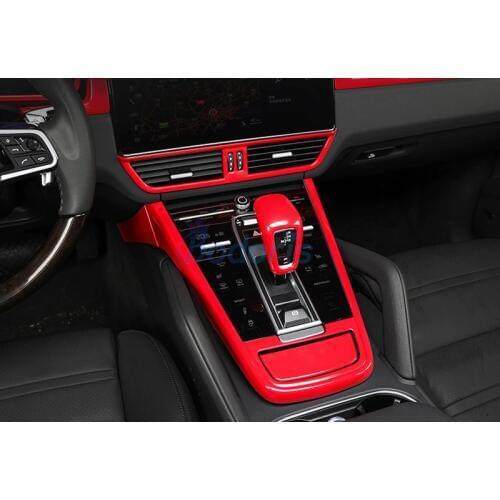 Interior Front Gear Box Storage Box Cover AC Outlet Vent Panel Red Color Car Styling For Porsche Cayenne 2018 2019 Accessories