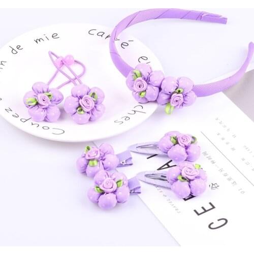 7Pcs/Set Princess Girls Headwear set Kid Cute Child Flowers Hairpins Hair Clips Elastic Hair Band Headdress Hair Accessories
