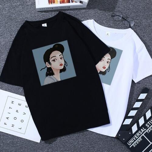 ФутболкаWomen tops summer t shirt 2020 woman t-shirts o-neck short sleeve clothes for girl dropshipping tees black white shirts