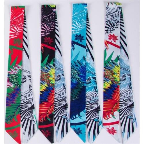 Plant printing brand ladies scarf, scarf satin， tie bag, handle bowknot, satin ribbon, long shawl C75