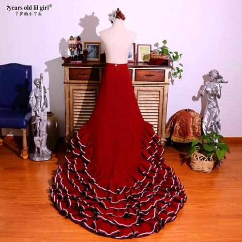 Girls Spanish Dress Flamenco Cotton Women Ballroom Waltz Dance Costumes Foxtrot WeaCWQ16