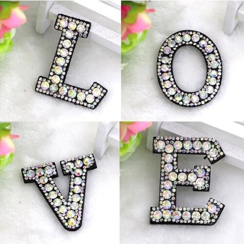26 Letters Rhinestone English Alphabet Letter Applique 3D Iron On letters Patch For Clothing Badge Paste For Clothes Bag Shoes