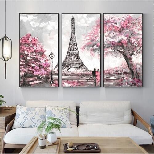 3 Panels Paris Tower Wall Art Diy Diamond Paintings Abstract Landscape Diamond Embroidery Love In Paris Mosaic DecorationZP-2993