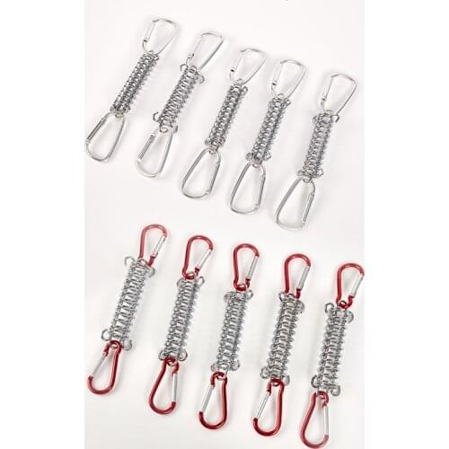 5 Pcs Steel Tent Rope Tightener with Carabiner Clips Outdoor Spring Tent Buckle Awning Hardware Garden Accessories Outdoor