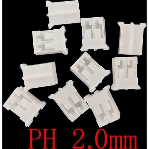 50PCS PH2.0 2 Pin 2.0mm Pitch Female Socket Plastic Shell Housing Terminals Header Connector for JST PH 2.0 2P Cable Connectors