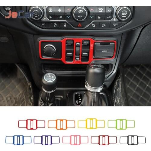 ABS Car Styling Center Console Switch Button Frame Decoration Sticker For Jeep Wrangler JT JL 2018 up Car Interior Accessories