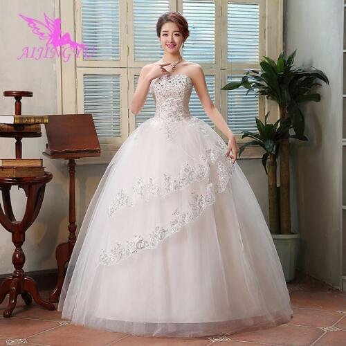 AIJINGYU 2021 plus size Customized new hot selling cheap ball gown lace up back formal bride dresses wedding dress WK524
