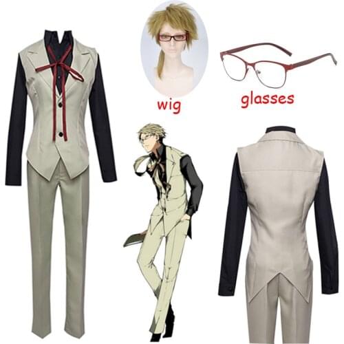 Anime Bungou Stray Dog Cosplay Kunikida Doppo Cosplay Full Uniform Set Costume Anime Halloween Carnival For Adults Full
