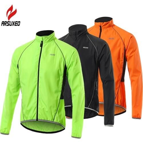 ARSUXEO Ultralight Reflective Men Cycling Jacket Windproof Waterproof Road Mountain MTB Bike Bicycle Jacket Running Wind Jacket